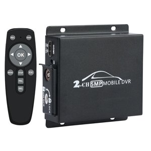 Мобільний AHD відеореєстратор на 2 камери Pomiacam HD DVR для таксі, автобусів, вантажівок, 5 Мп, Quad HD, SD до 128