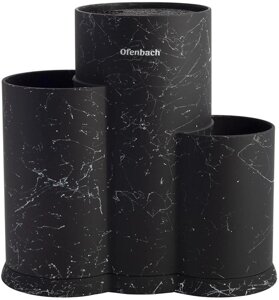 Підставка-колода Ofenbach Black Marble для кухонних ножів і ножиць 23х12х22см, потрійна кругла