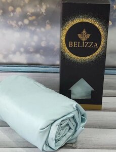 Сатинове простирадло на резинці 160х200см та 2 наволочки 50х70см, Belizza "Mint"