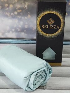 Сатинове простирадло на резинці 180х200см та 2 наволочки 50х70см, Belizza "Mint"