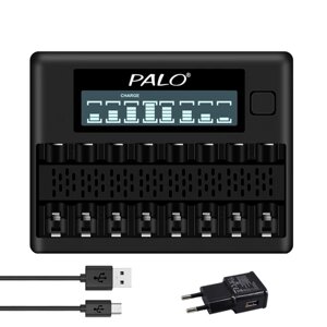 Зарядний пристрій на 8 штук NI-MH акумуляторних батарейок АА або ААА c LCD екраном Palo NC32