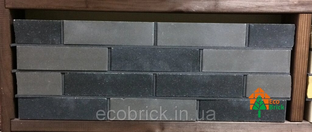 Цегла облицювальна ECOBRICK гладкий 250x120x65 мм сірий, чорний - характеристики