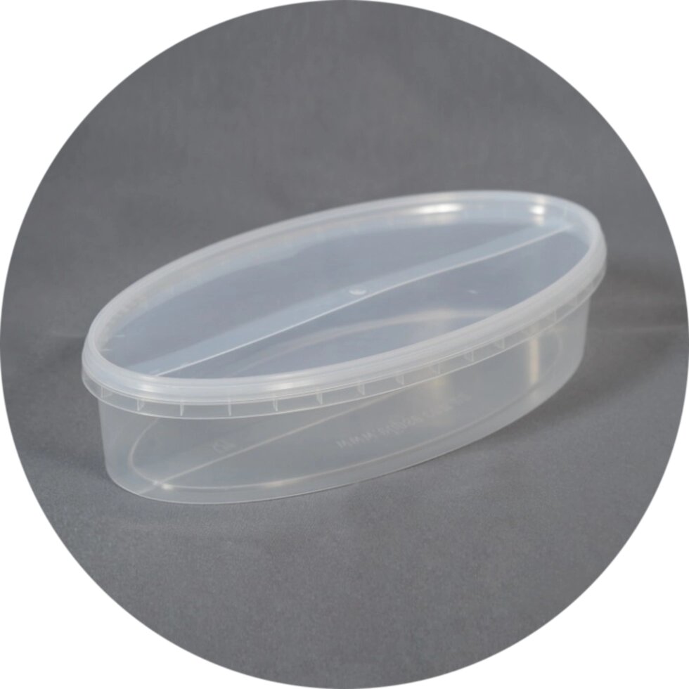 Судок 1.3 л пластиковий харчовий (овальний) від компанії Інтернет-магазин "VIDRO" - фото 1