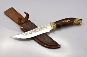 Нож охотничий Рысь, производство Украина (Спутник)+ кожаный чехол и паспорт