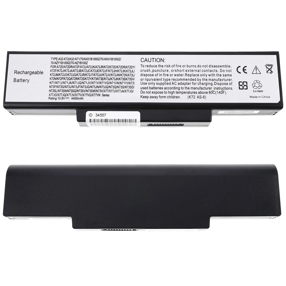 Батарея для ноутбука ASUS A32-K72 (A72, K72, K73, N71, N73, X77) 11.1V 4400mAh Black від компанії Інтернет-магазин aventure - фото 1