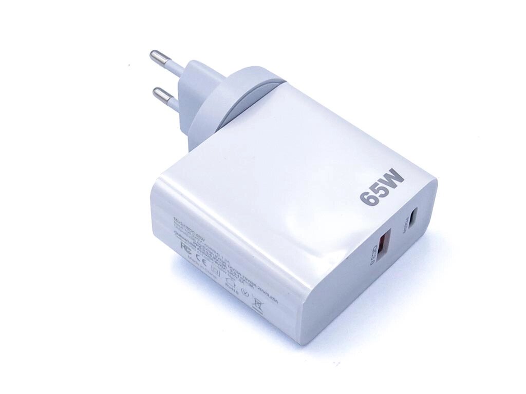 Блок живлення для Apple, ASUS, HP, Dell, Lenovo, Samsung, Xiaomi, Huawei Type-C, USB QC3.0 PD 65W Білий. від компанії Інтернет-магазин aventure - фото 1