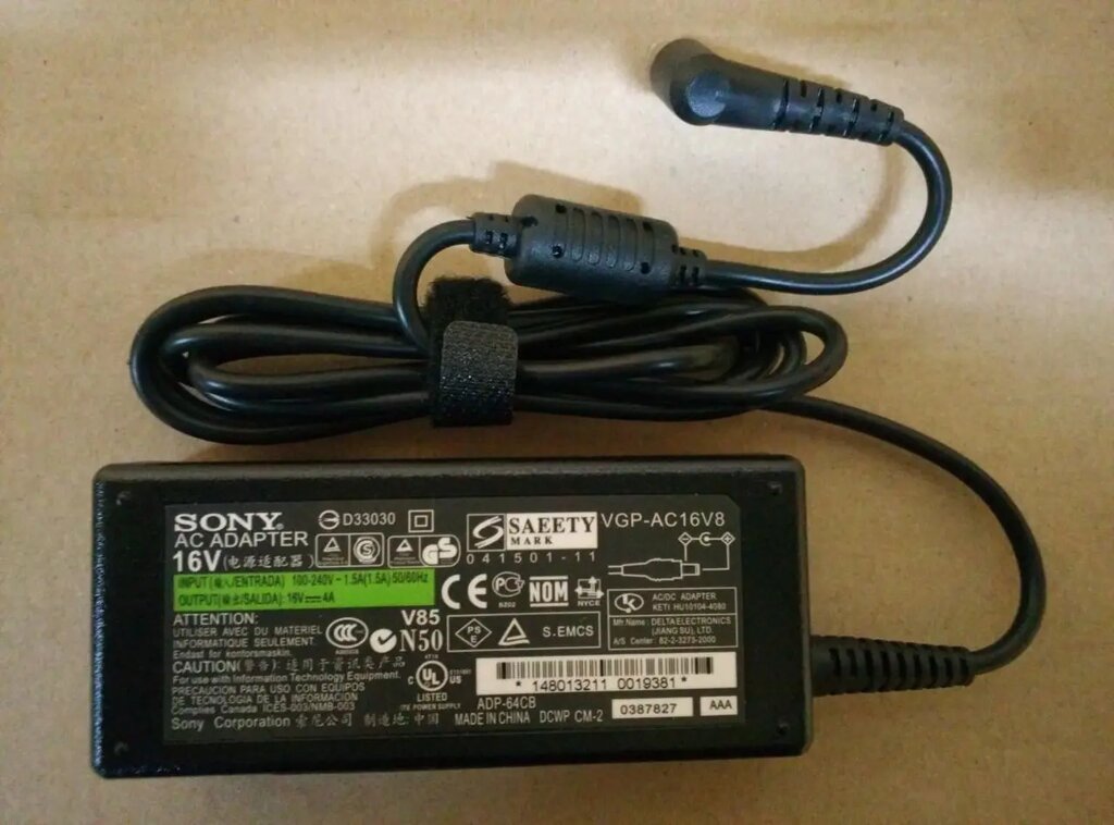 Блок живлення для ноутбука SONY 16V, 4A, 65W, 6.5 * 4.4-PIN, L-образний роз'єм, black (без кабелю) від компанії Інтернет-магазин aventure - фото 1