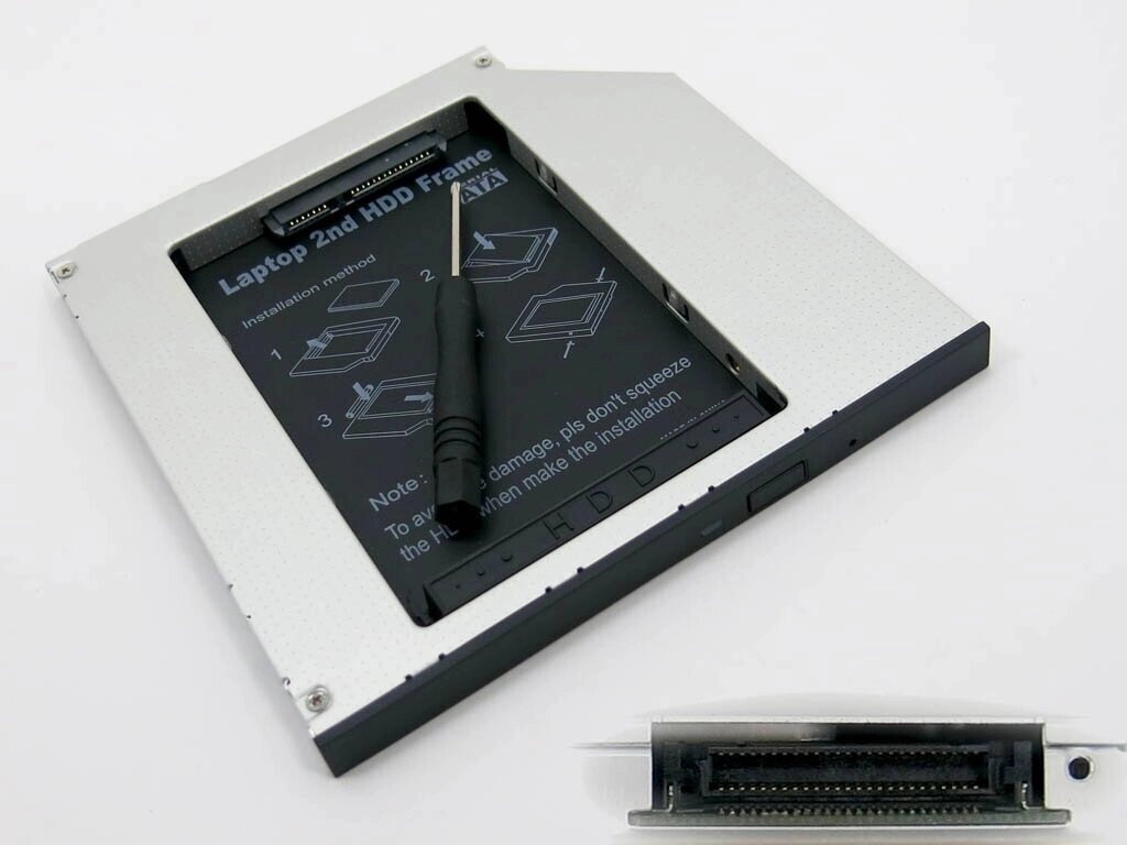 Карман для жорсткого диска HDD 2.5" SATA в відсік IDE DVD-RW приводу 9.5mm. У блістері. від компанії Інтернет-магазин aventure - фото 1