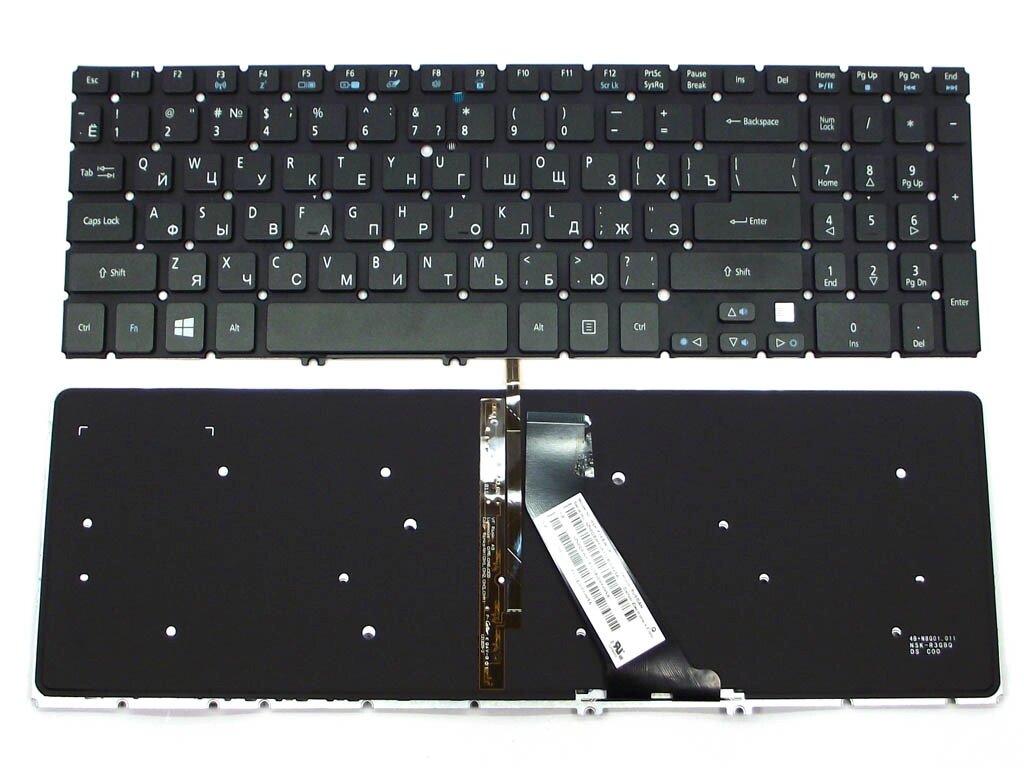 Клавіатура для ACER Aspire V5-571/ M3-581/ M5-581 чорна + російська + підсвічування оригінал від компанії Інтернет-магазин aventure - фото 1