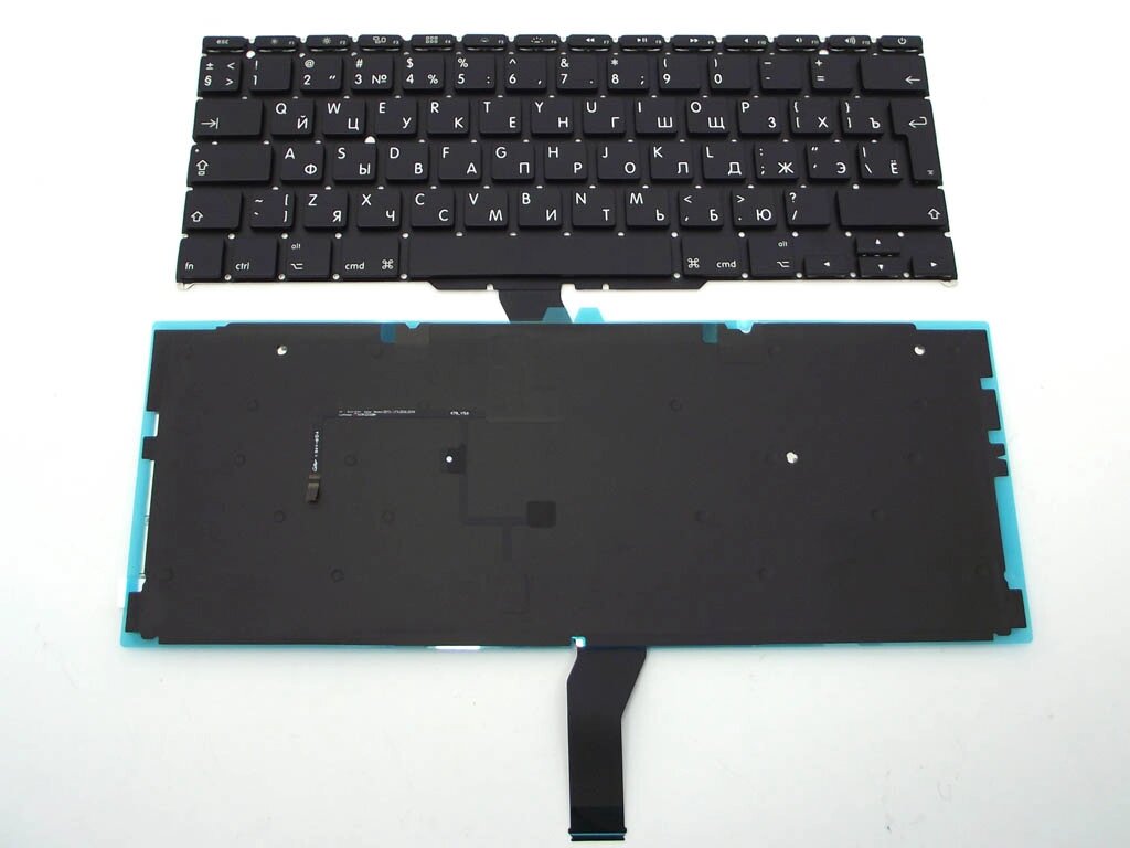 Клавіатура для APPLE A1370, A1465 Macbook Air (MC505, MC506) 11.6 "(RU BLACK з підсвічуванням, Вертикальний Enter) від компанії Інтернет-магазин aventure - фото 1