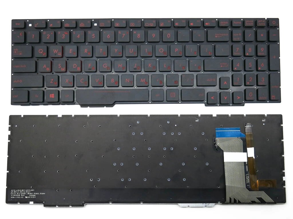 Клавіатура для ASUS GL553, GL553V, ZX73, FX553VD, ZX553VD, ZX53V, FX53VD, FX753VD, FZ53V RU Black без рамки з від компанії Інтернет-магазин aventure - фото 1