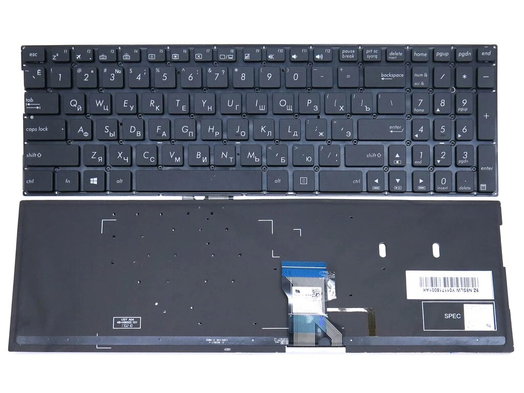 Клавіатура для ASUS UX560, UX560UQ, UX560UX, Q502, Q504, Q552, Q553UB, Q524UQ, Q534UX, N552, N752 (RU Black без рамки) від компанії Інтернет-магазин aventure - фото 1