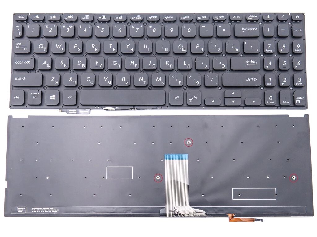 Клавіатура для ASUS VivoBook S530, X530, K530, S530F, S530UA, X530FA, X530UN (RU Black без рамки з підсвіткою) від компанії Інтернет-магазин aventure - фото 1