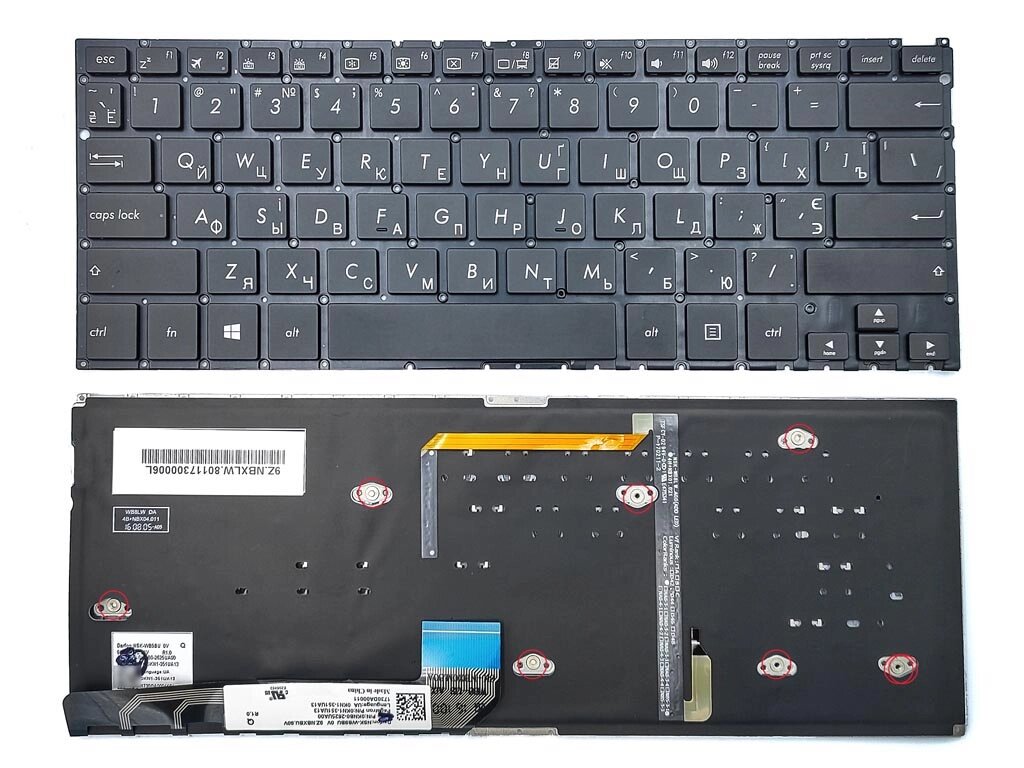 Клавіатура для ASUS ZenBook UX360U, UX360UA, UX360UAK (RU Black без рамки з підсвіткою). Оригінал від компанії Інтернет-магазин aventure - фото 1