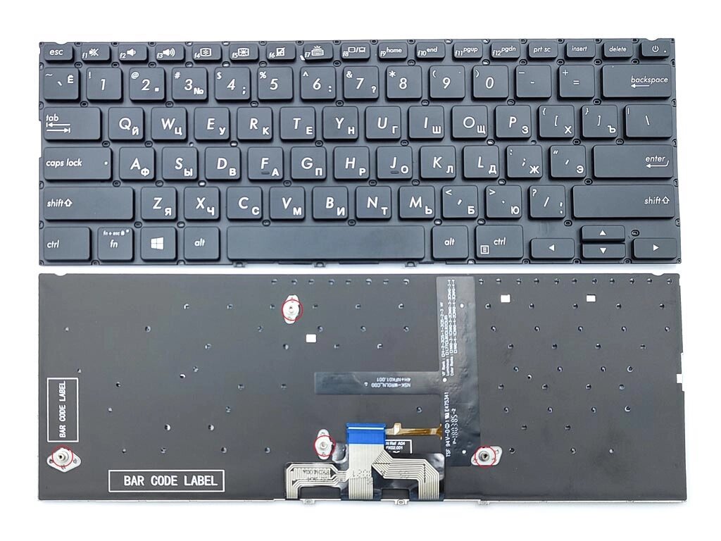 Клавіатура для ASUS ZenBook UX433, UX433FA, UX433FAC, UX433FN, UX433FQ (RU Black без рамки з підсвіткою). Оригінал від компанії Інтернет-магазин aventure - фото 1
