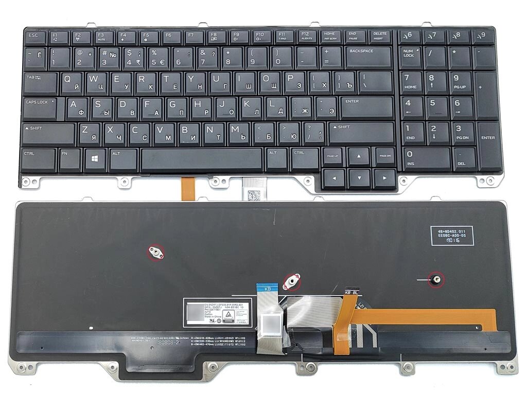 Клавіатура для DELL Alienware 17 R4, 17 R5 (RU Black з RGB-підсвіткою) Оригінал. від компанії Інтернет-магазин aventure - фото 1