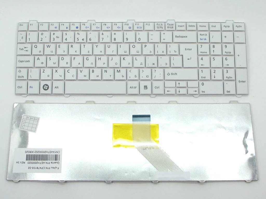 Клавіатура для Fujitsu Lifebook A530, A531, AH512, AH530, AH531, NH751 (RU White). Оригінал. від компанії Інтернет-магазин aventure - фото 1
