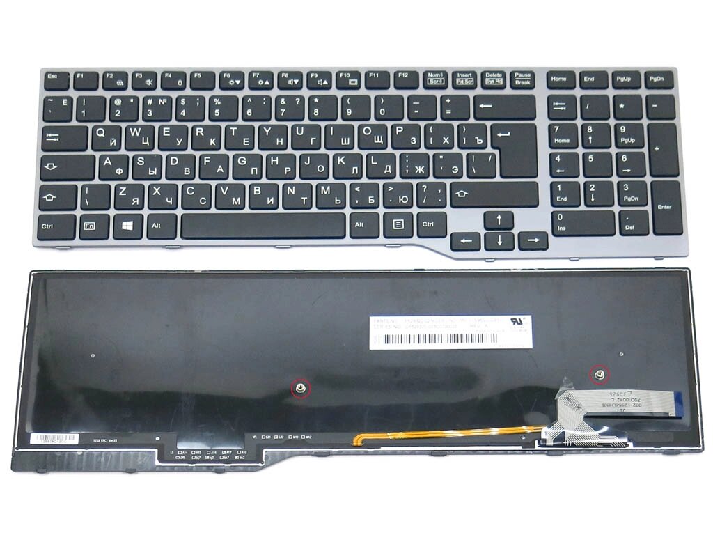 Клавіатура для Fujitsu Lifebook E753, E754, E756, E554, E556, CP629312-03 (RU Black, Gray Frame з підсвічуванням). від компанії Інтернет-магазин aventure - фото 1