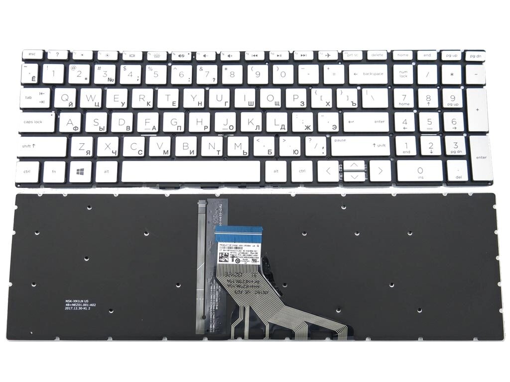 Клавіатура для HP 15-DA 15-DB 15-DX 15-DR 15-DK 15-CN 15-CX 15-CS 250 G7 255 G7 (RU Silver Без Рамки з підсвічуванням). від компанії Інтернет-магазин aventure - фото 1