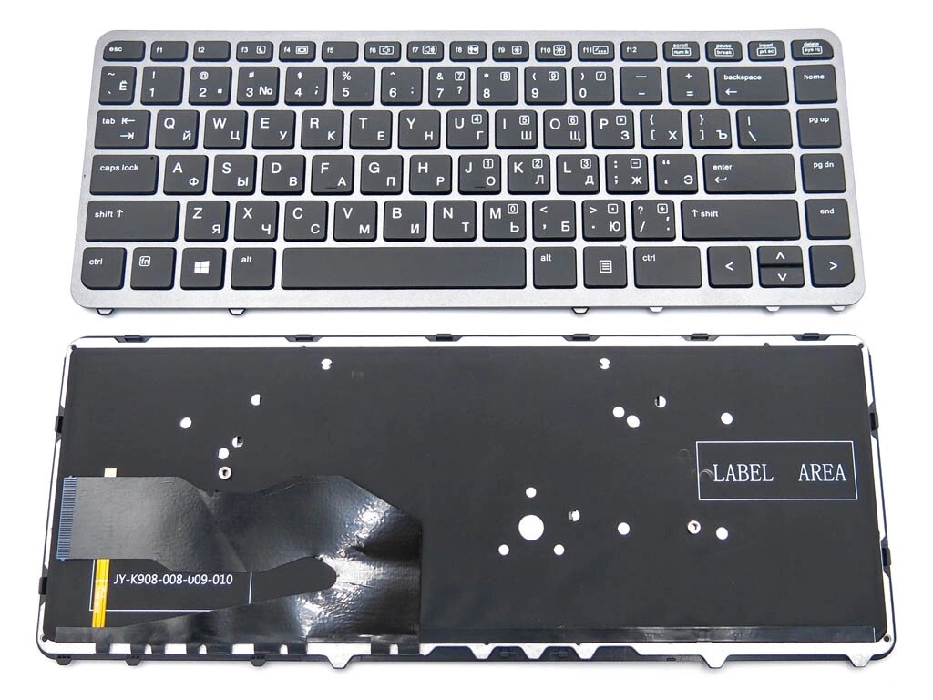 Клавіатура для HP EliteBook 840 G1, 850 G1, 840 G2 (RU Black Silver frame з підсвічуванням, без поінтстика). від компанії Інтернет-магазин aventure - фото 1