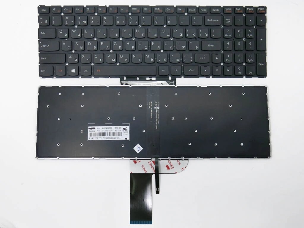 Клавіатура для LENOVO IdeaPad 700-15ISK, 700-17ISK (RU Black без рамки з підсвічуванням). Оригінал. від компанії Інтернет-магазин aventure - фото 1