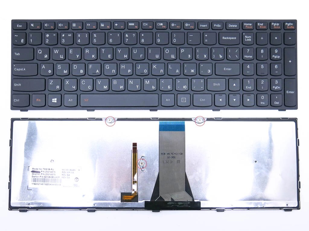 Клавіатура для LENOVO IdeaPad G50, G50-30, G50-70, G70, Z50-70, Z50-75, Z70-80 (RU Black, Чорна рамка з підсвічуванням). від компанії Інтернет-магазин aventure - фото 1