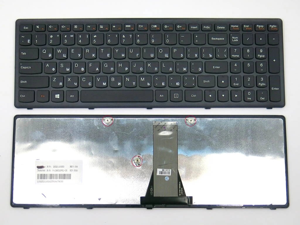 Клавіатура для LENOVO IdeaPad G500s, G505s, S500, S510p, Z510, Flex 15, 15D (RU Black з рамкою). Оригінал. від компанії Інтернет-магазин aventure - фото 1