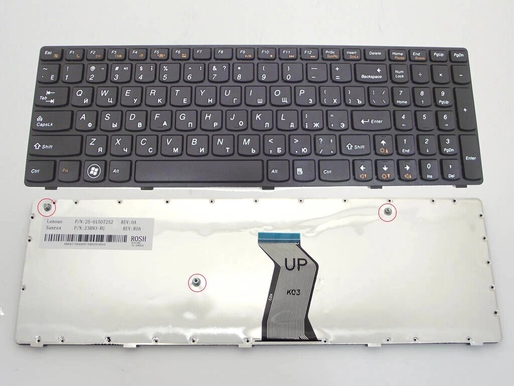 Клавіатура для LENOVO IdeaPad V570, B570, B575, V580, B580, B590, V590, Z570, Z575 (RU Black, Чорна рамка). OEM від компанії Інтернет-магазин aventure - фото 1