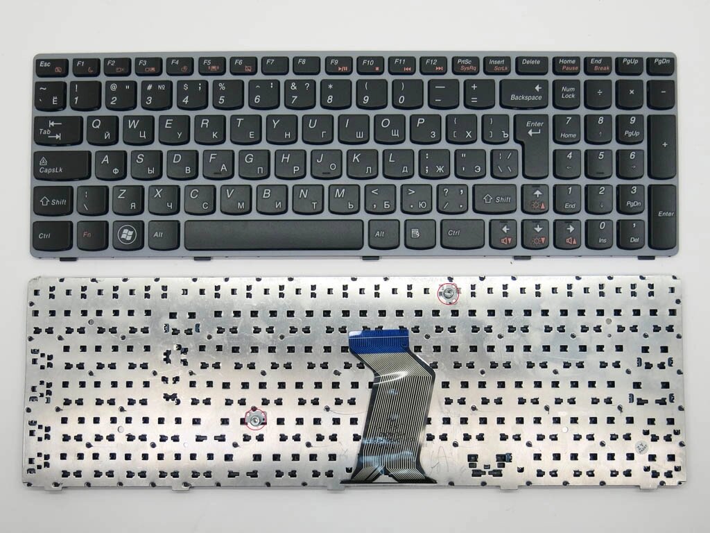 Клавіатура для LENOVO IdeaPad Y570, Y770 (RU Black, сіра рамка). від компанії Інтернет-магазин aventure - фото 1