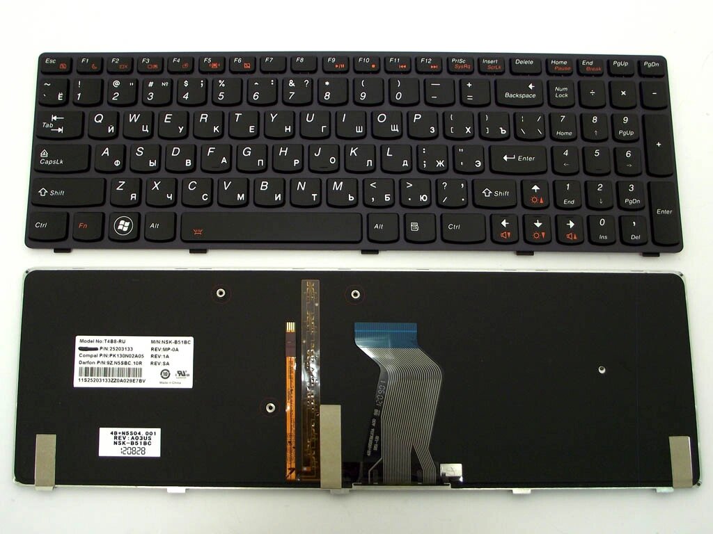 Клавіатура для LENOVO IdeaPad Y580 ( RU Black, з підсвічуванням клавіш ). Оригінал. від компанії Інтернет-магазин aventure - фото 1