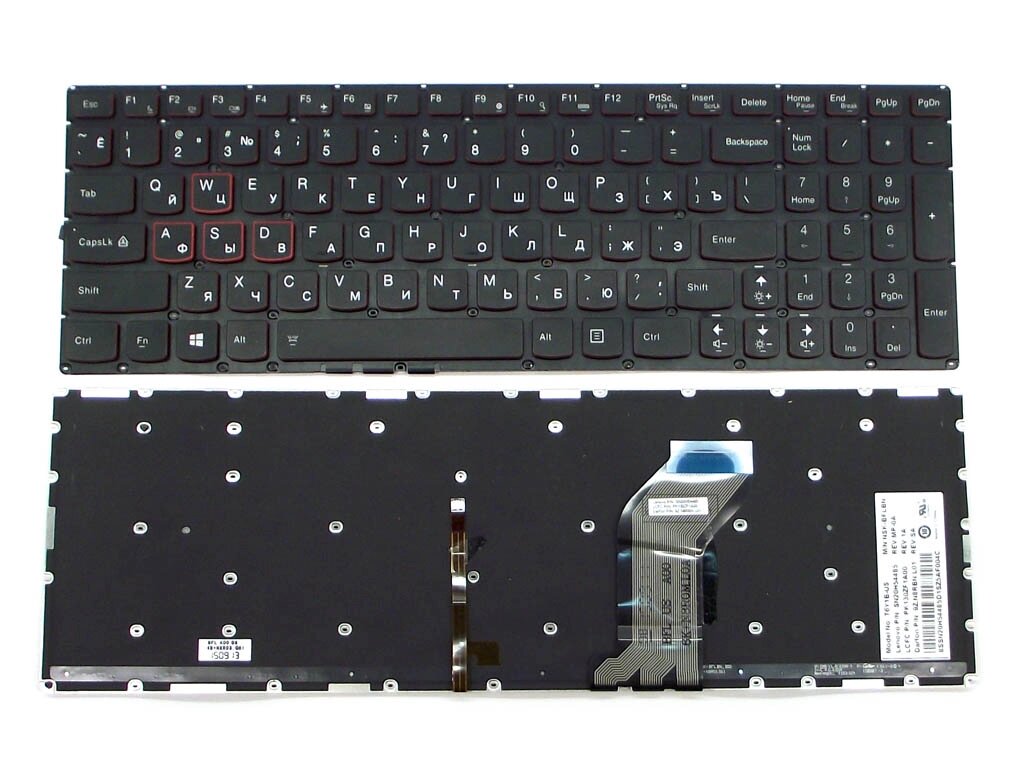 Клавіатура для LENOVO IdeaPad Y700, Y700-15ISK, Y700-17ISK (RU Black, без рамки з підсвічуванням клавіш). Оригінал. від компанії Інтернет-магазин aventure - фото 1