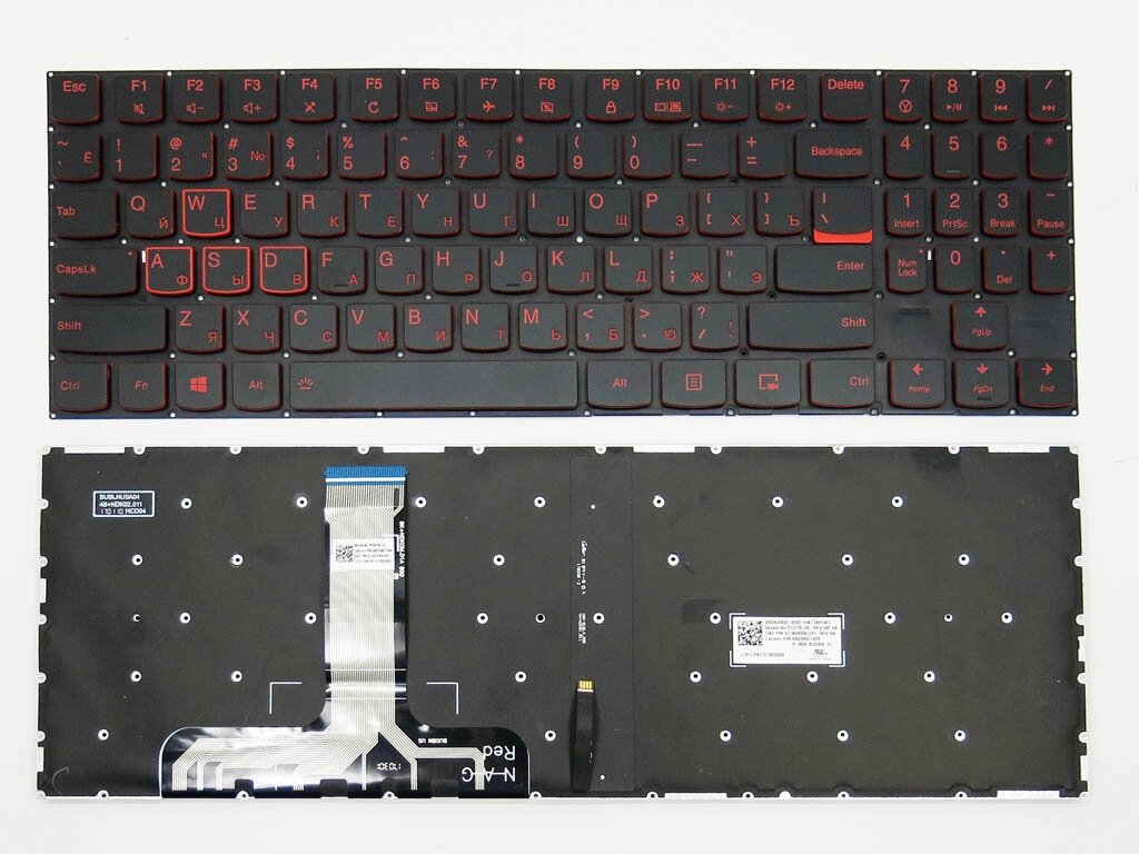 Клавіатура для LENOVO Legion Y520, Y520-15IKB, Y720, Y720-15IKB (RU Black / RED без рамки з підсвічуванням ). Оригінал. від компанії Інтернет-магазин aventure - фото 1