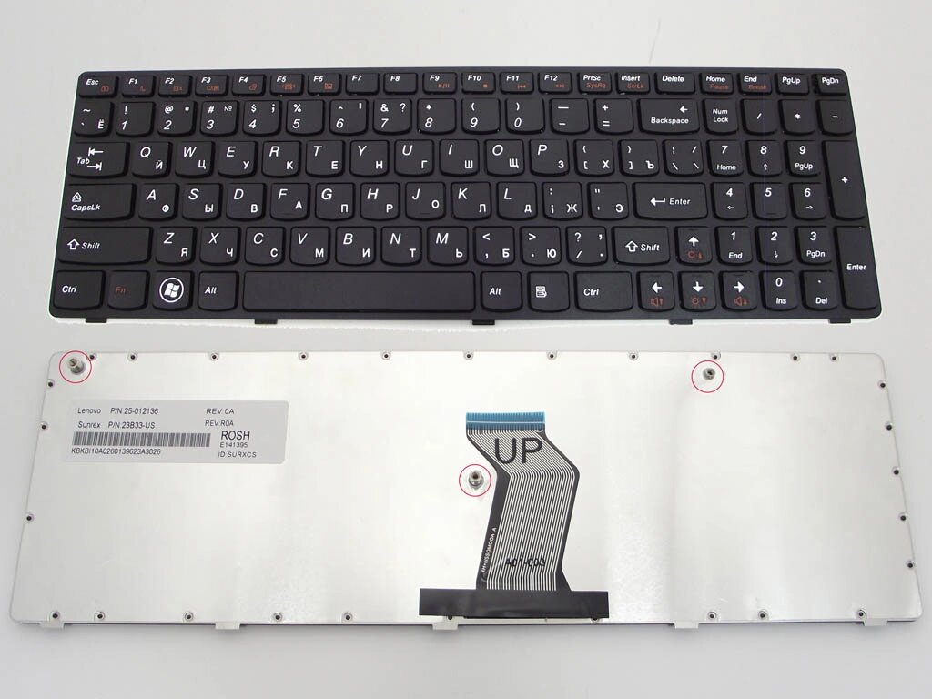 Клавіатура для Lenovo Z560/ Z565/ G570/ G575 чорна + російська + чорна рамка OEM від компанії Інтернет-магазин aventure - фото 1