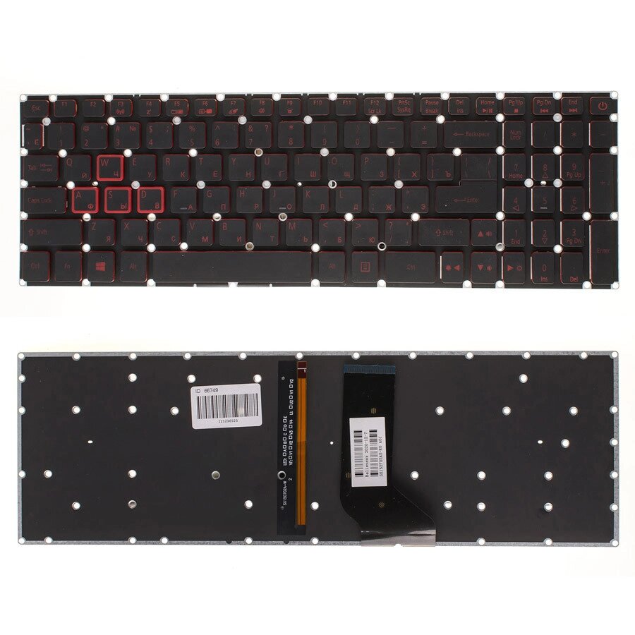 Клавіатура для ноутбука ACER (Nitro: AN515-41) rus, black, без фрейма, підсвічування клавіш від компанії Інтернет-магазин aventure - фото 1