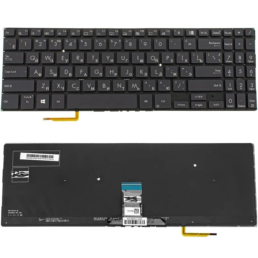 Клавіатура для ноутбука ASUS (B1500 series) rus, black, без кадру, підсвічування клавіш від компанії Інтернет-магазин aventure - фото 1