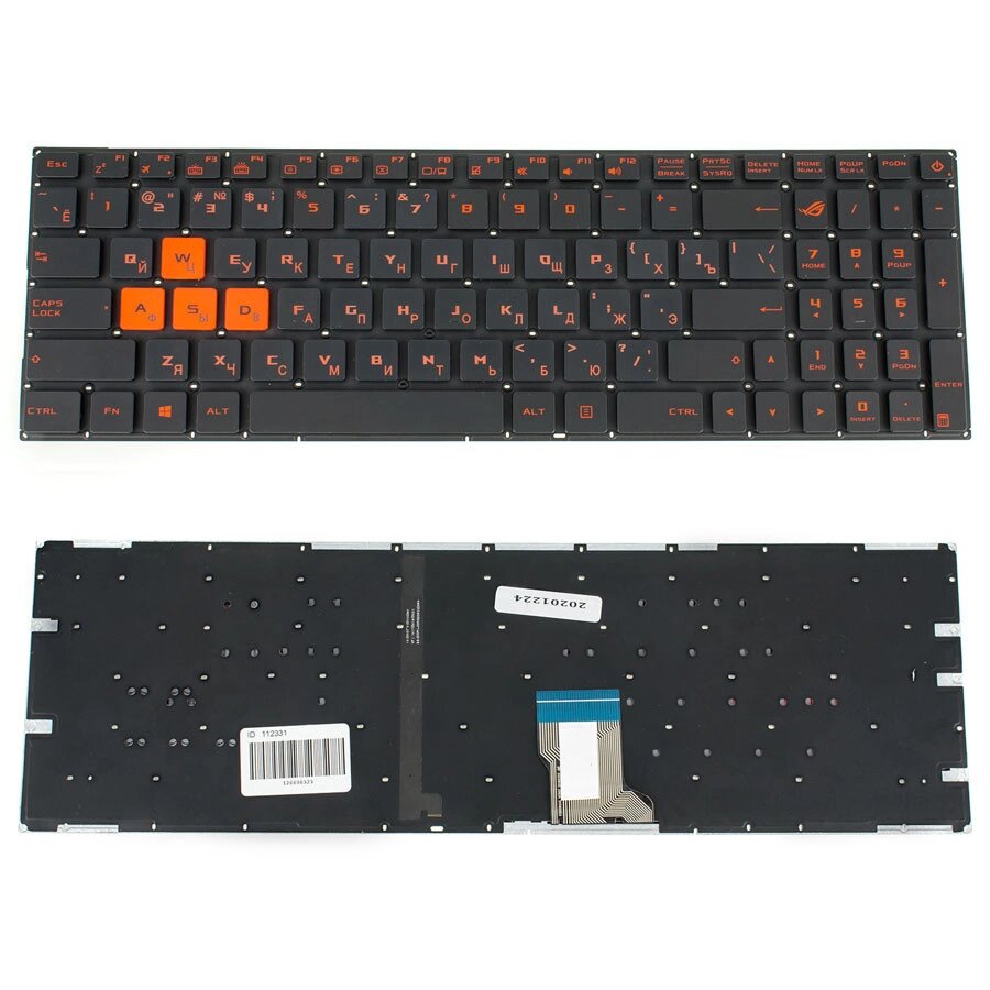 Клавіатура для ноутбука ASUS (GL702VM) rus, black, без фрейма, без підсвічування клавіш від компанії Інтернет-магазин aventure - фото 1