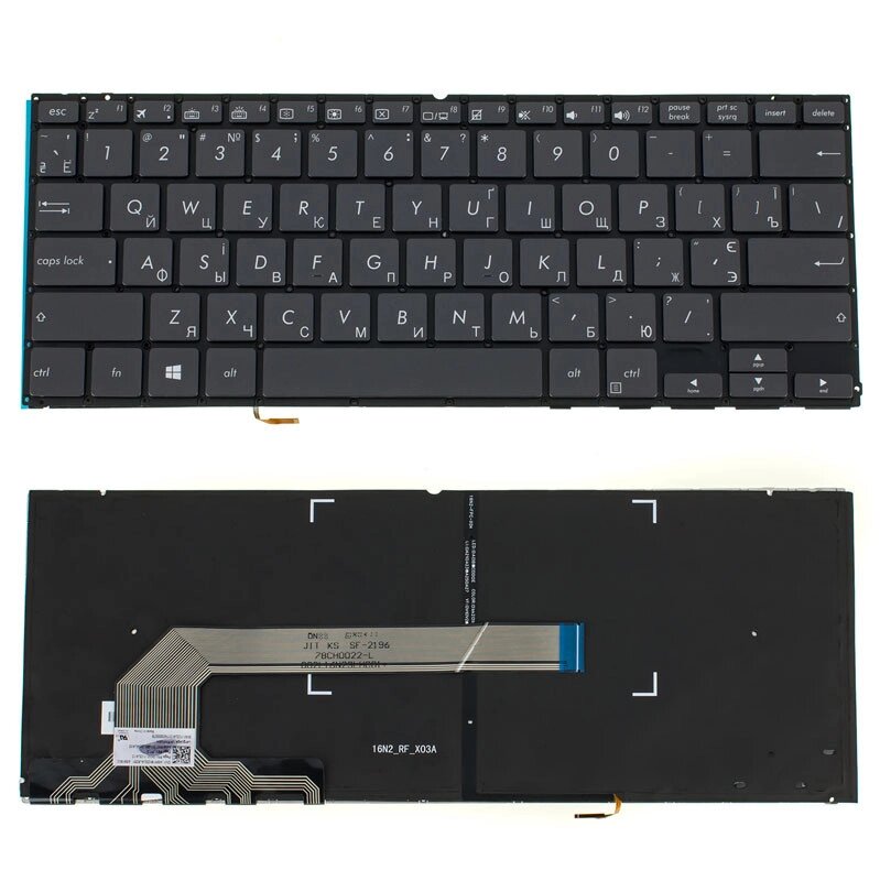 Клавіатура для ноутбука ASUS (UX370 series) rus, gray, без фрейма, підсвічування клавіш від компанії Інтернет-магазин aventure - фото 1
