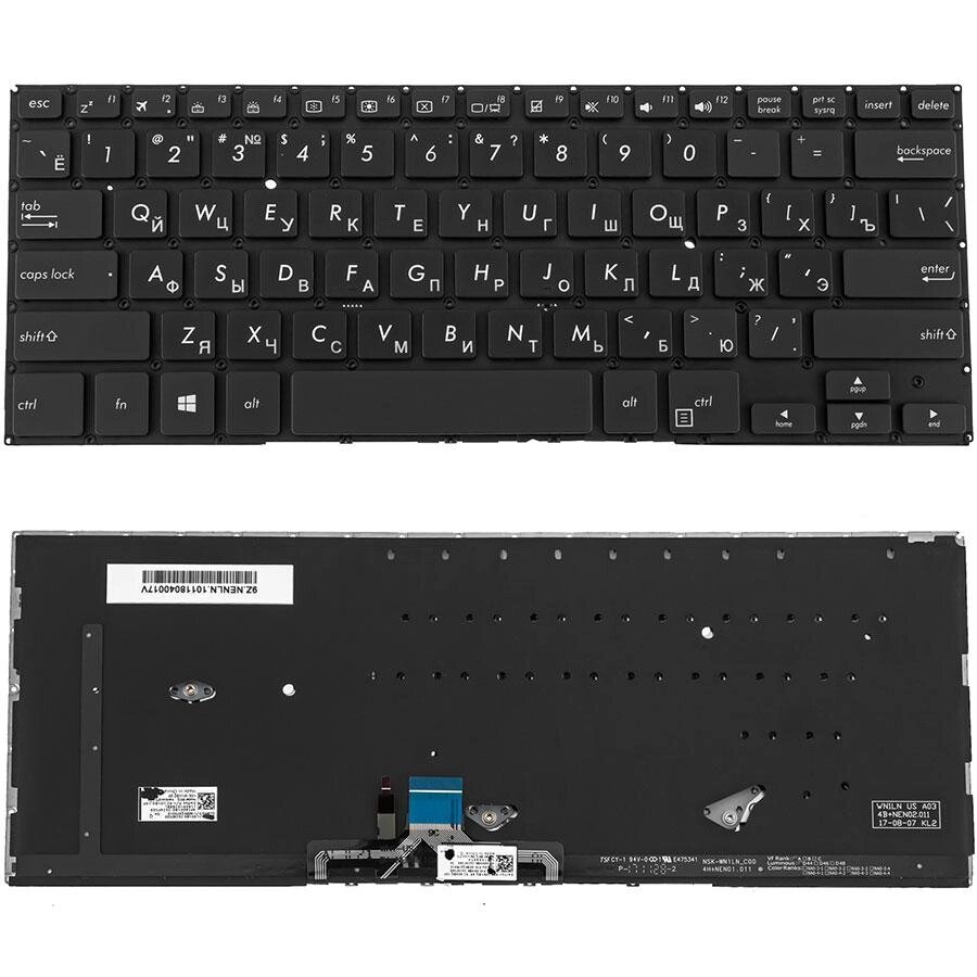 Клавіатура для ноутбука ASUS (UX461 series) rus, black, без фрейма, подсветка клавиш від компанії Інтернет-магазин aventure - фото 1
