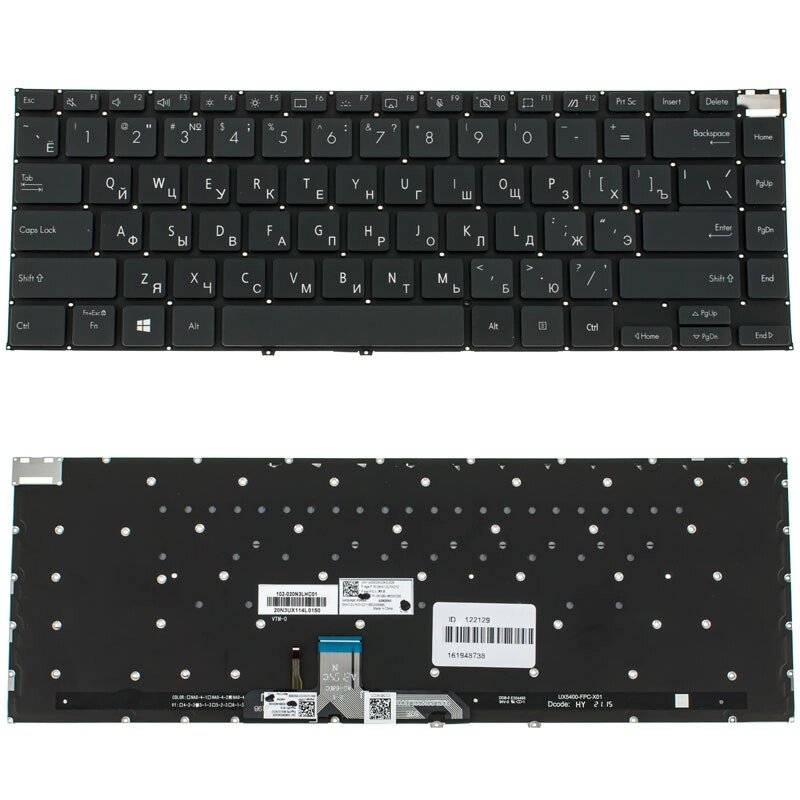 Клавіатура для ноутбука ASUS (UX5400), rus, blue, без фрейму, підсвічування клавіш від компанії Інтернет-магазин aventure - фото 1