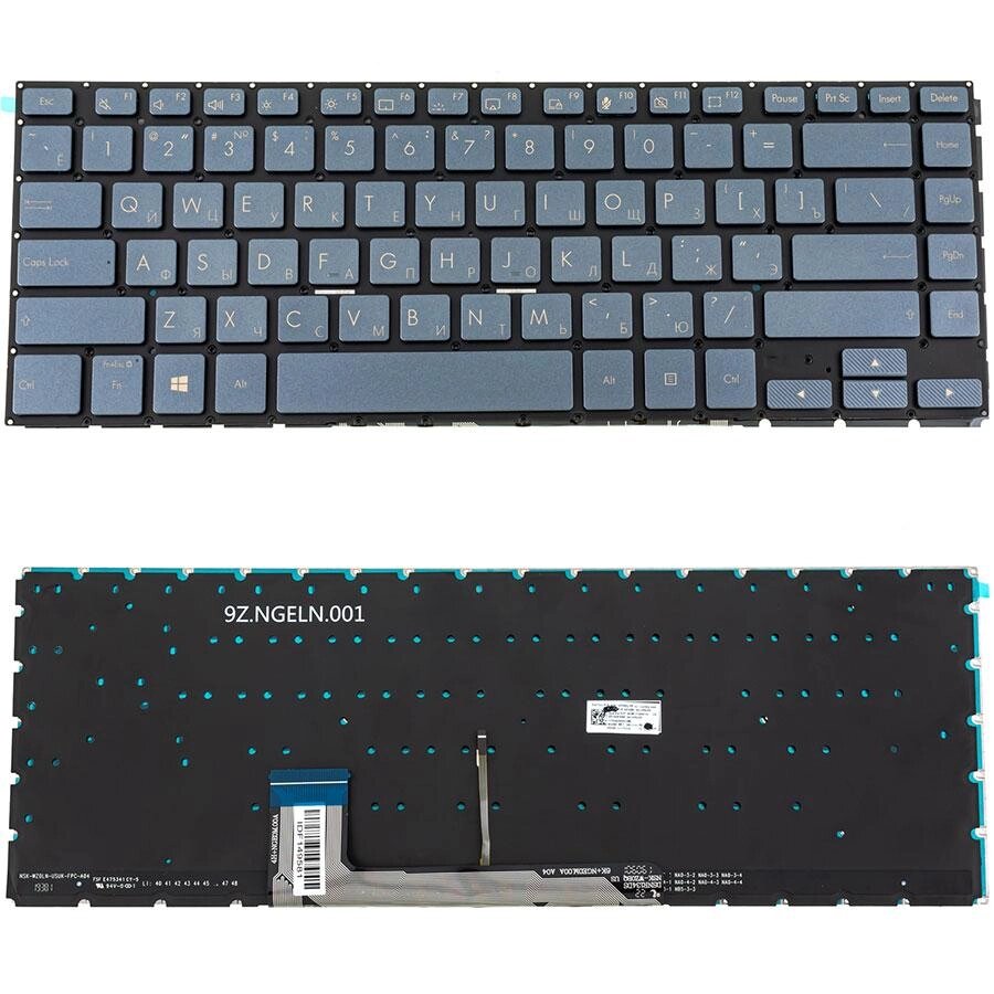Клавіатура для ноутбука ASUS (W700 series) rus, blue-gray, без фрейму, підсвічування клавіш (ОРИГИНАЛ) від компанії Інтернет-магазин aventure - фото 1