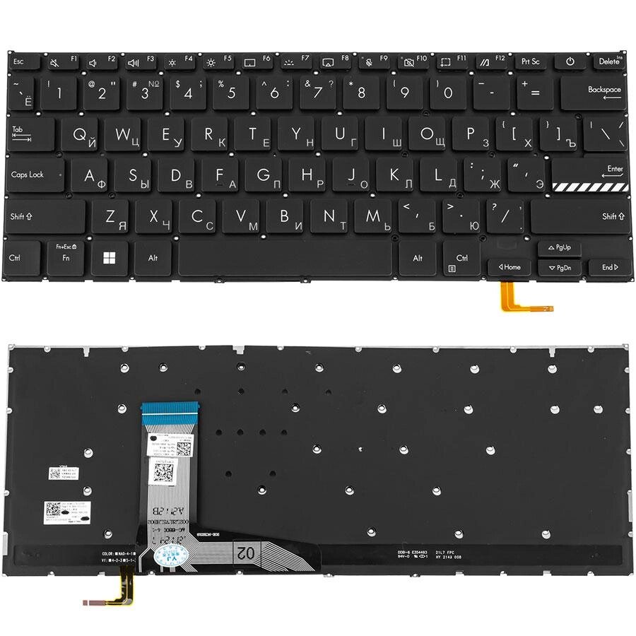 Клавиатура для ноутбука ASUS (X1402, X1403 series) rus, black, без фрейму, підсвічування клавіш від компанії Інтернет-магазин aventure - фото 1