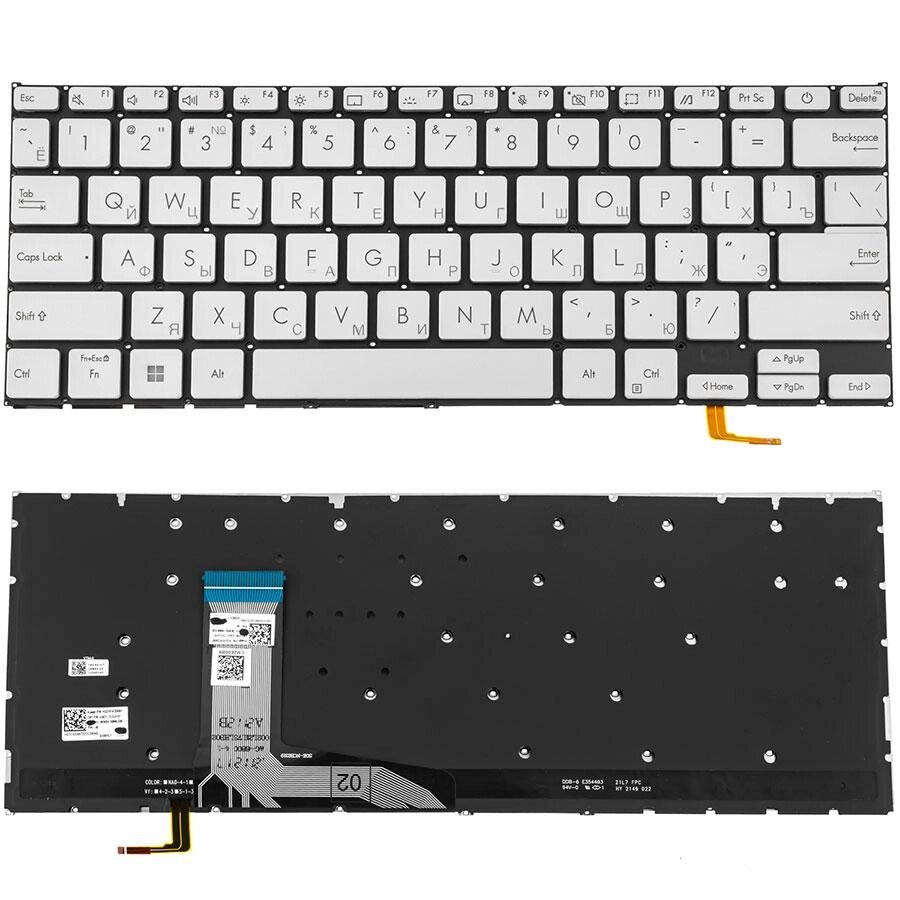 Клавиатура для ноутбука ASUS (X1402, X1403 series) rus, silver, без фрейму, підсвічування клавіш від компанії Інтернет-магазин aventure - фото 1