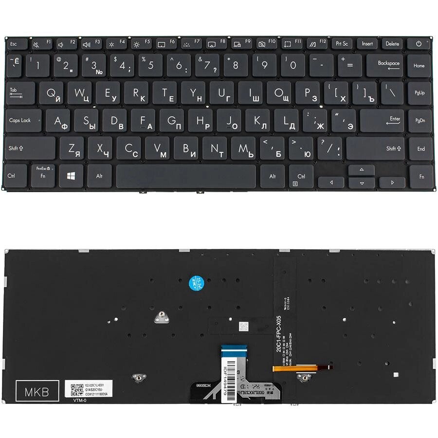 Клавіатура для ноутбука ASUS (X435 series) rus, black, без фрейму, подсветка клавиш від компанії Інтернет-магазин aventure - фото 1