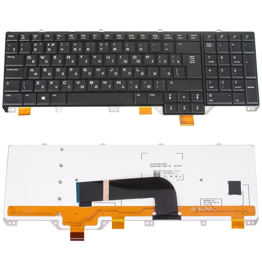 Клавіатура для ноутбука DELL (Alienware: M17x, M18x R4, M18x R5) rus, black, підсвічування клавіш (RGB) від компанії Інтернет-магазин aventure - фото 1