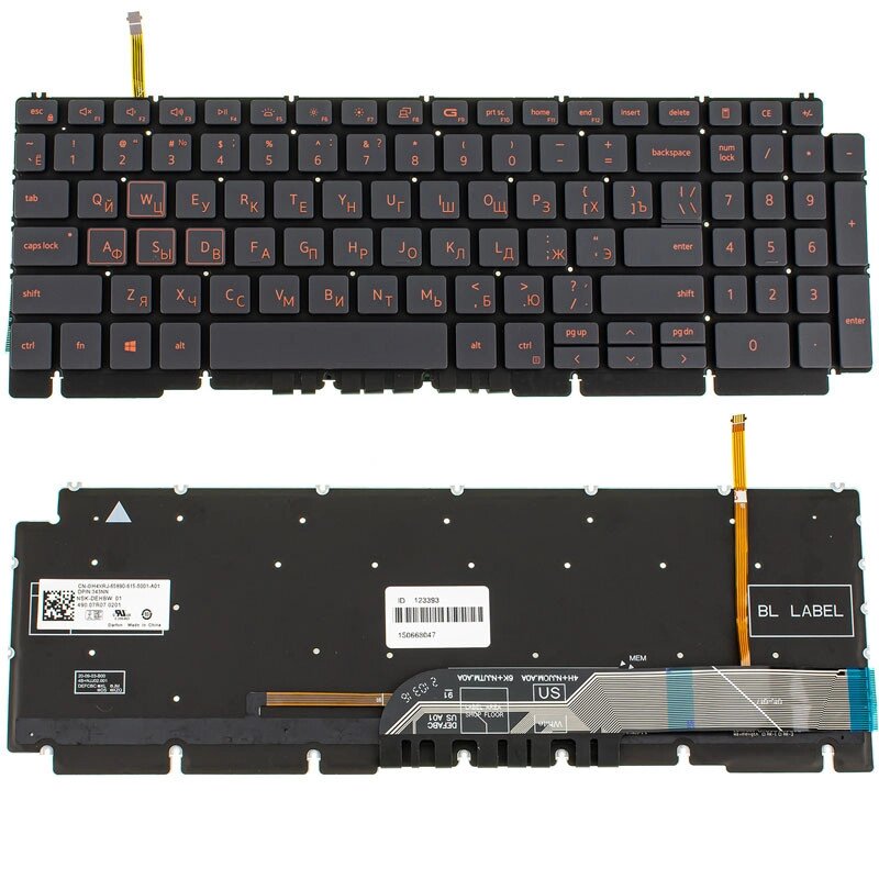 Клавіатура для ноутбука DELL (G15: 5510, 5515), rus, black, без кадру, підсвічування клавіш RED (Оригінал) від компанії Інтернет-магазин aventure - фото 1