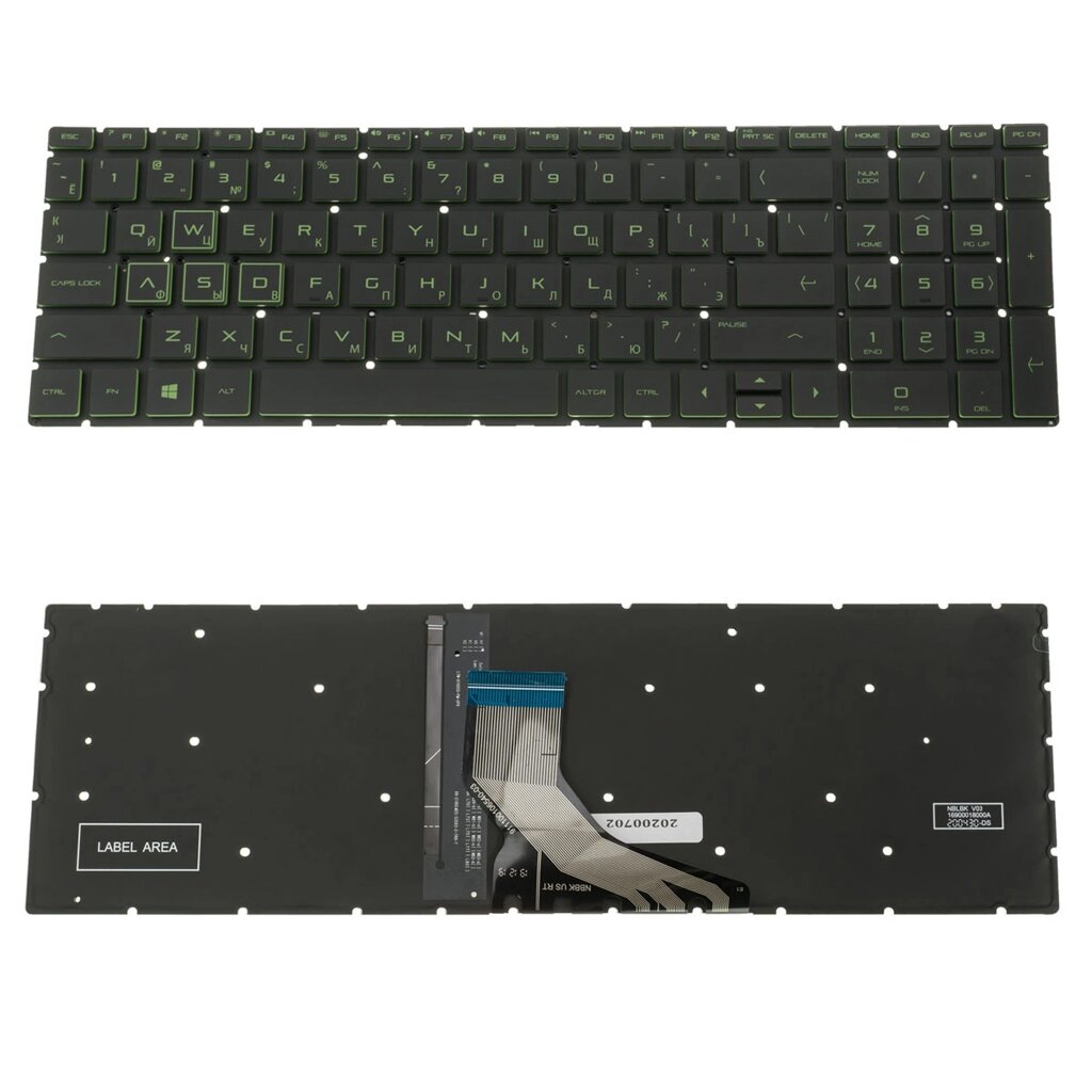 Клавіатура для ноутбука HP (15-cx, 15-ec) rus, black, без фрейма, підсвічування клавішGREEN (оригінал) від компанії Інтернет-магазин aventure - фото 1