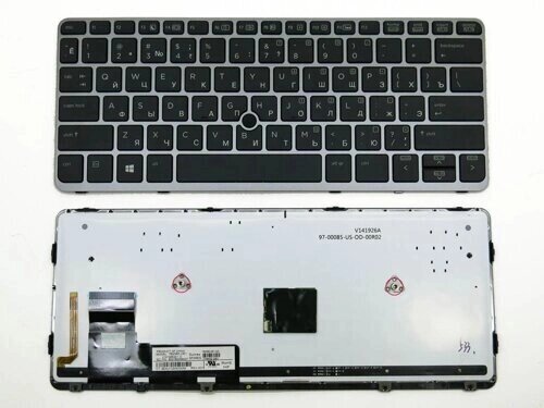Клавіатура для ноутбука HP EliteBook 820 G1 720 725 G1 (RU Black, з рамкою Silver, підсвітка і Point stick). оригінал від компанії Інтернет-магазин aventure - фото 1