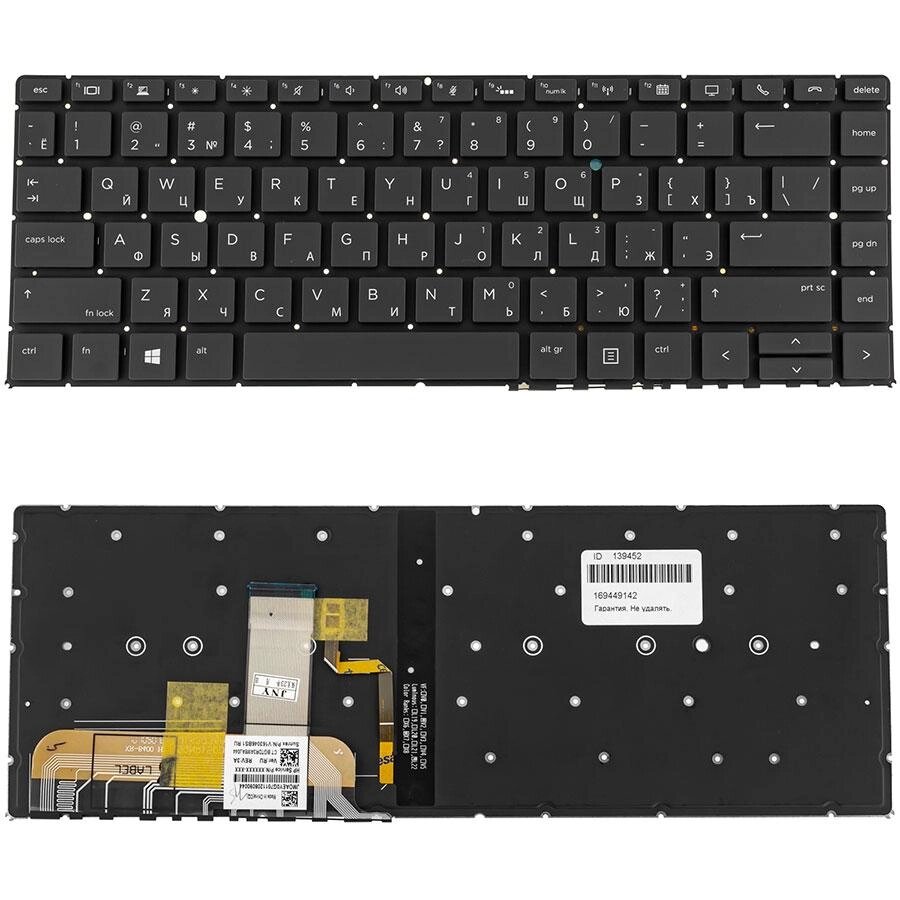Клавіатура для ноутбука HP (EliteBook X360 1040 G5 G6) rus, black, без фрейма, підсвічування клавіш (оригінал) від компанії Інтернет-магазин aventure - фото 1