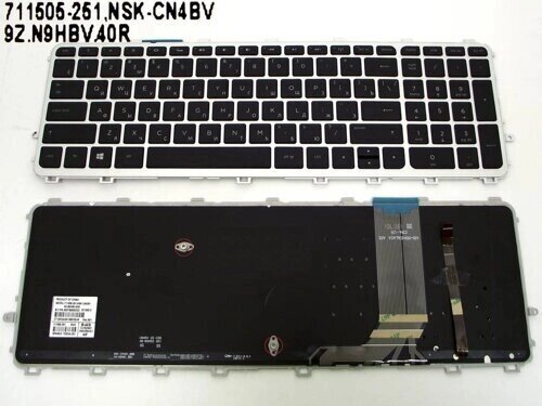 Клавіатура для ноутбука HP ENVY 15-J, 15T-J, 15Z-J, 17-J, 17T-J Series (RU Black з рамкою Silver і підсвічуванням). від компанії Інтернет-магазин aventure - фото 1