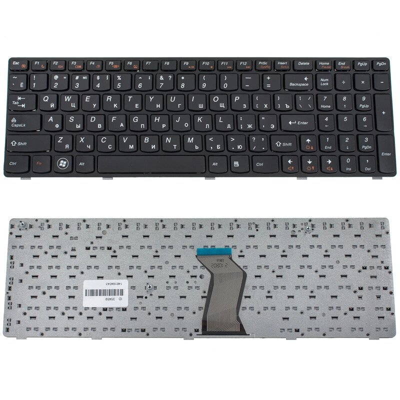 Клавіатура для ноутбука LENOVO (B570, B575, B580, B590, V570, V575, V580, Z570, Z575) rus, black, black frame від компанії Інтернет-магазин aventure - фото 1
